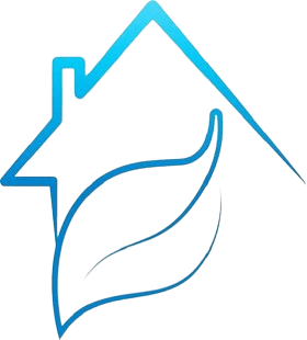 Kütük Dienstleistungen - Icon blaues Haus mit Blatt